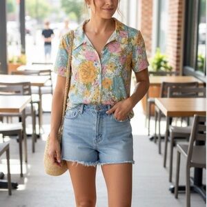 WAYF Vintage 70s‎ inspired Print Buttoned Front. Size S